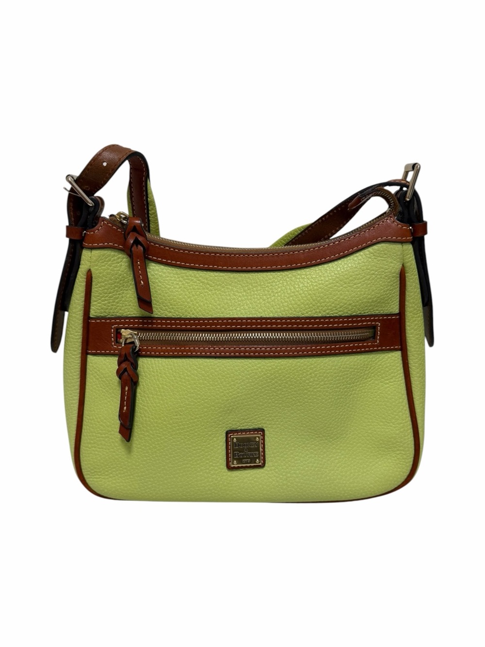Dooney & Bourke Pebbled Lime/Brown Leather Shoulder Handbag